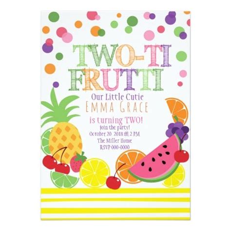 Two Ti Fruitii Invitation Fruit Birthday Party Birthday