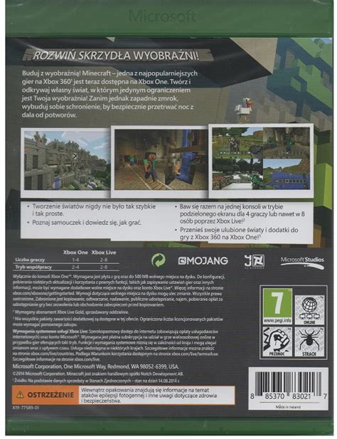 Gra Minecraft Xbox One Pl Nowa Folia Sklep 24h 6242189932 Oficjalne Archiwum Allegro