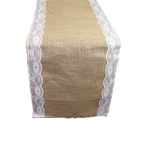 Your Chair Covers 14 X 108 Inch Jute Burlap Table Runner With White