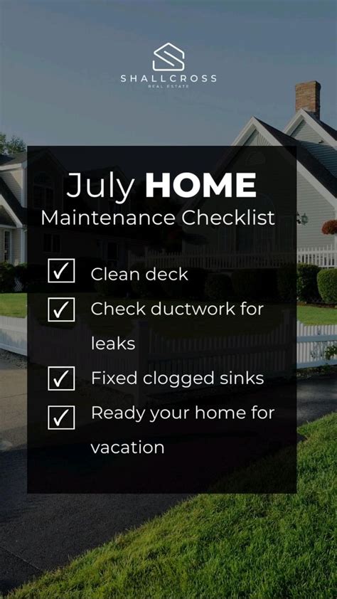 July Home Maintenance Checklist Home Maintenance Checklist Home