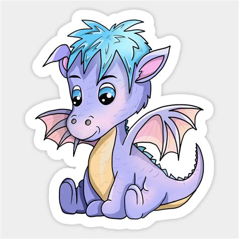 Cute Cartoon Purple Baby Dragon Sticker Baby Dragon Purple Baby
