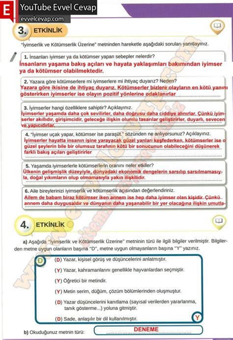 Sinif Turkce Ders Kitabi Meb Yayinlari Sayfa Cevaplari Dev Zaman