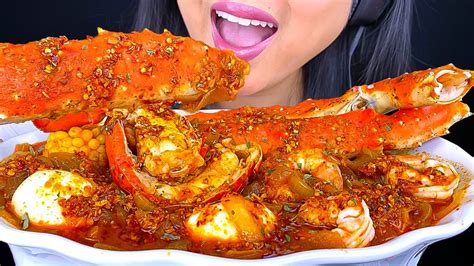 Asmr Giant King Crab Lobster Shrimp Seafood Boil Mukbang Eating Sounds Asmr Phan Youtube