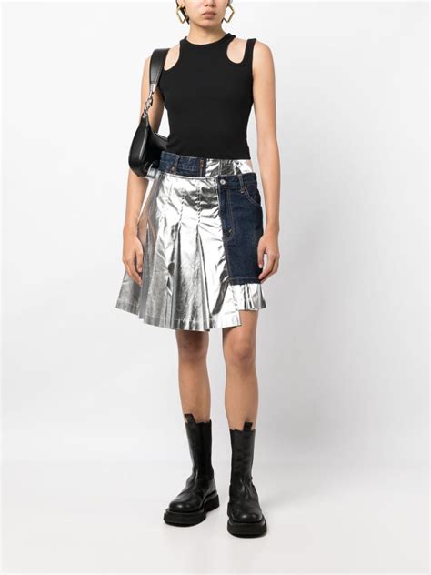 junya watanabe two tone layered high waisted skirt farfetch