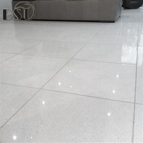 White Quartz Sparkle Floor Tiles 600×600