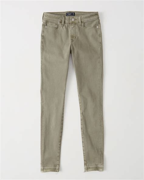 Abercrombie And Fitch Low Rise Super Skinny Jeans Harper Olive Super Skinny Jeans Khaki