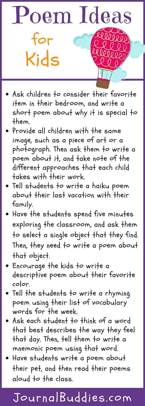 Poem Ideas For Kids In 2020 Creative Writing For Kids Poetry For