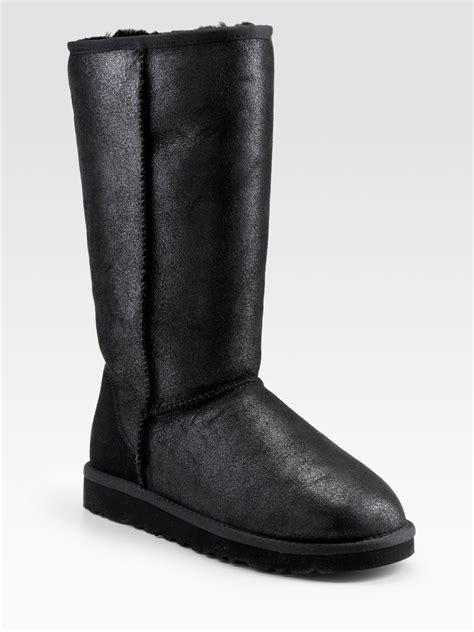 Ugg Classic Leather Tall Bomber Boots In Black Lyst