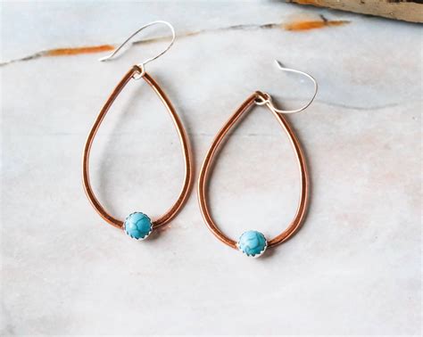 Wholesale Copper And Turquoise Teardrop Earrings In 2021 Dangle