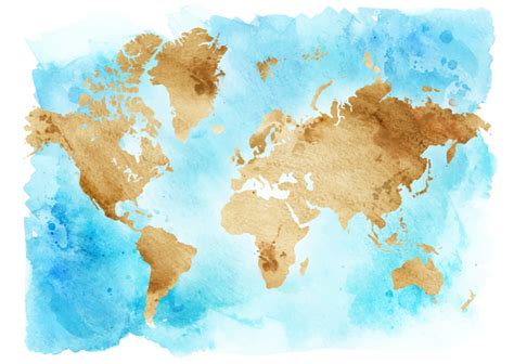 Watercolor Geographical Map Of The World Physical Map