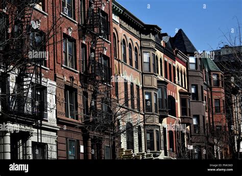 New York City Brownstones And Townhouses On West 142nd Street In