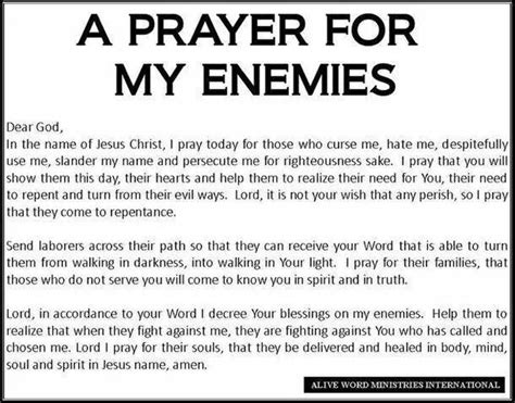 A Prayer For My Enemies Prayer Warrior Prayer For Enemies Sinners