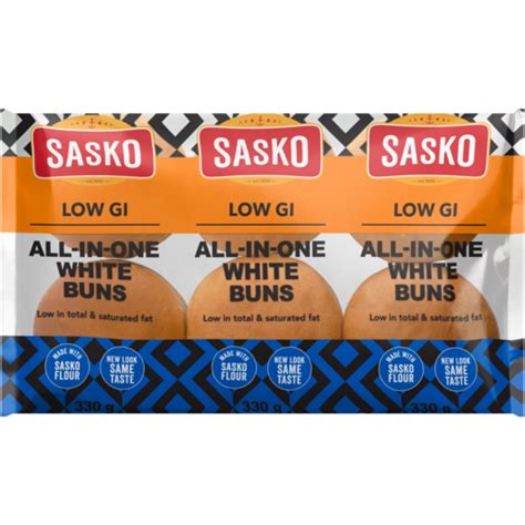 Sasko Low Gi All In One White Buns 6 Pack Bread Rolls Bread