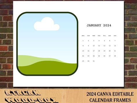 2024 Full Editable Calendar Canva Frame Graphic By Atacanwoodbox