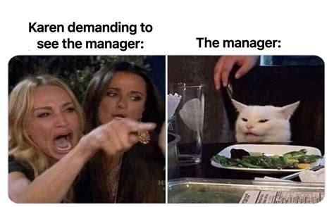 Karen Demanding The Manager Woman Yelling At A Cat Know Your Meme