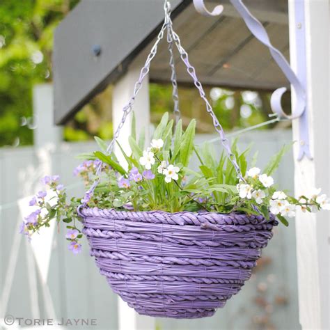 Spray painted hanging basket | Hanging planters indoor, Hanging baskets, Diy hanging planter