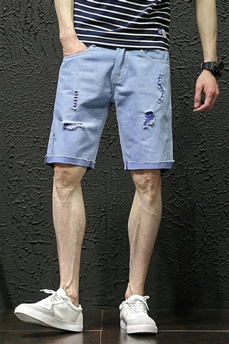 Denim Shorts Mens Summer Plus Size Jeans Shorts Men Hole Jeans Trend Fashion Shorts Men Cotton