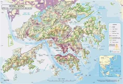 Topographische Karte Von Hongkong Höhen Und Reliefkarte Von Hongkong