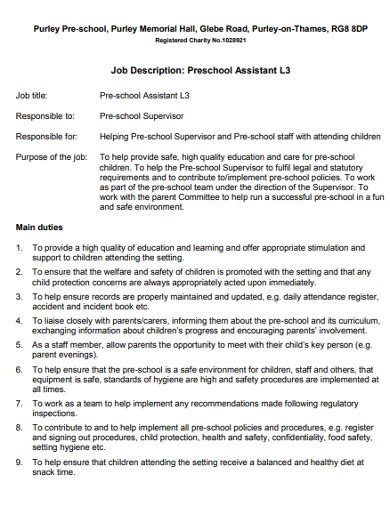 12 Preschool Teacher Job Description Pdf Antonioreiyaa