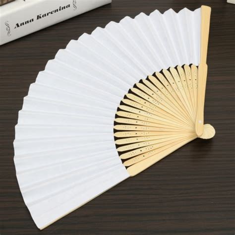 5pcs Simple Blank Diy Paper Hand Folding Fan Wedding Party Folding Fans