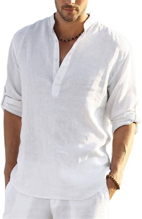 Mens Linen Tunic Long Linen Shirt For Men Natural Linen Shirt