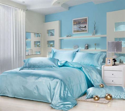 Pale light blue comforter | atemplar. New Silk Queen Bedding Quilt Duvet Cover Sets Light Blue ...