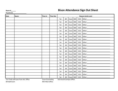 Attendance Sheets 2022 Example Calendar Printable