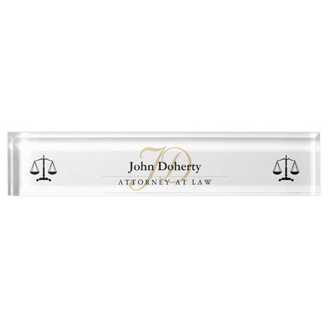 Classy Scales Of Justice Black Desk Name Plate Custom Desk Name