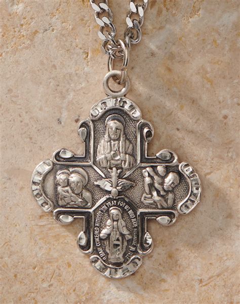 catholic jewelry four way medal sterling silver monastery icons