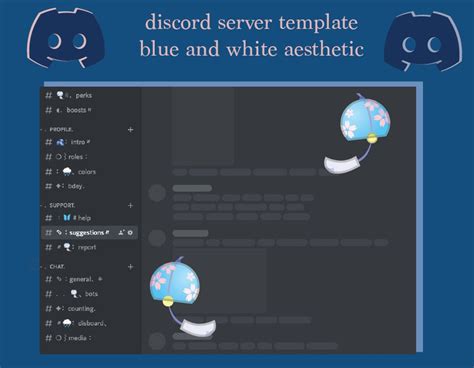 Aesthetic Discord Server Template Community White And Blue Etsy