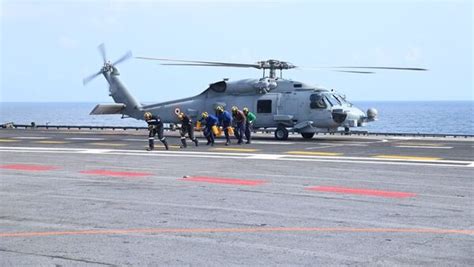 Indian Navys Anti Submarine Mh 60r Helicopter Makes Maiden Landing On
