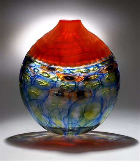 Orange Battuto Murrini Vase By Chris Mccarthy Art Glass Vase Artful