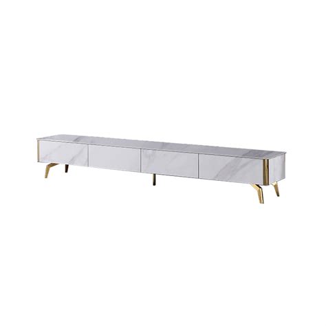 Modern White Tv Stand With Stone Top And Drawers For 100 Inch Tvs Homary