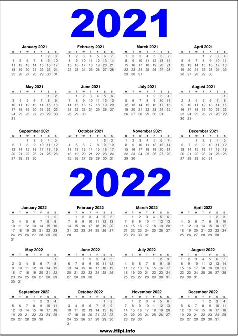 2021 And 2022 Printable Uk Calendar 2 Year Calendars