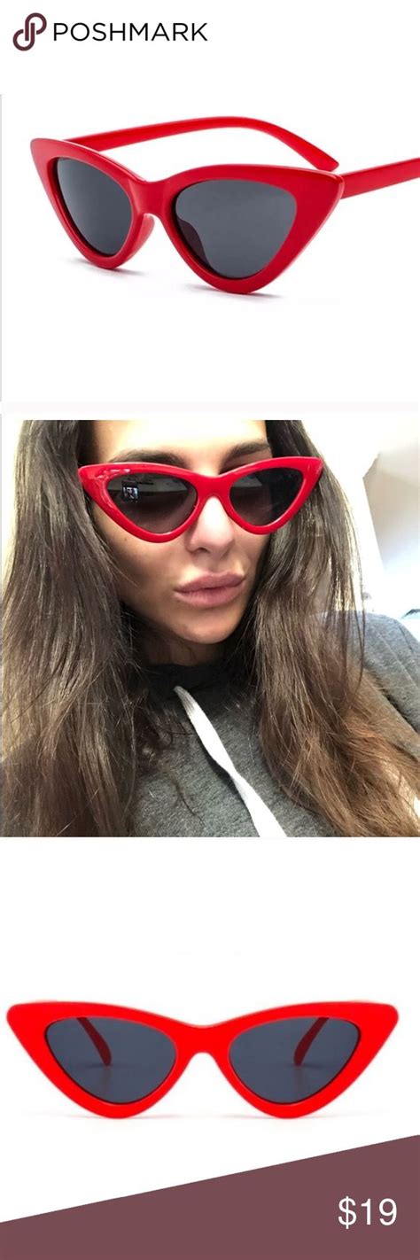 red cat eye sunglasses 😎 ️nwt uv400 slim trending 2018 retro vibe fun for summer and festivals