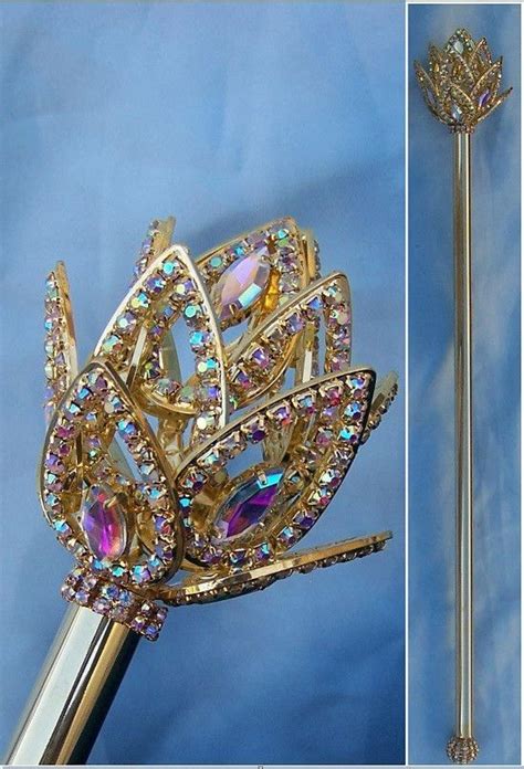 Aurora Borealis Imperial Royal Fleur Rhinestone Gold Scepter Scepter
