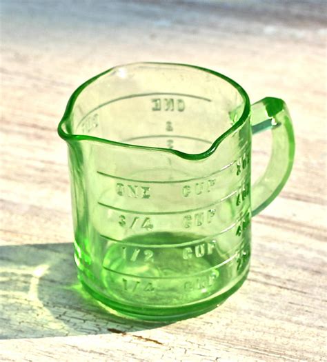 Vintage Hazel Atlas Green Glass Measuring Cup Etsy