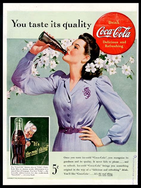 1942 Coke Woman Drinking Coca Cola Bottle You Taste Its Free Nude