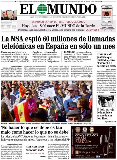 Los Titulares Y Portadas De Noticias Destacadas Españolas Del 28 De