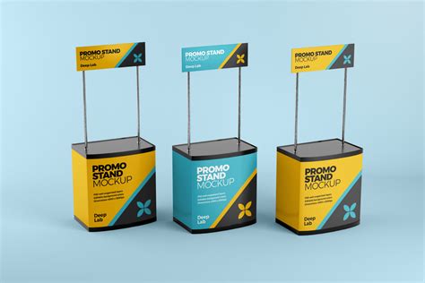 Promo Stand Mockup Set On Yellow Images Creative Store