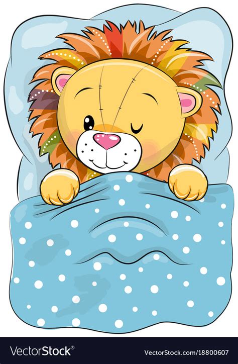 Cartoon Sleeping Lion In A Bed Royalty Free Vector Image