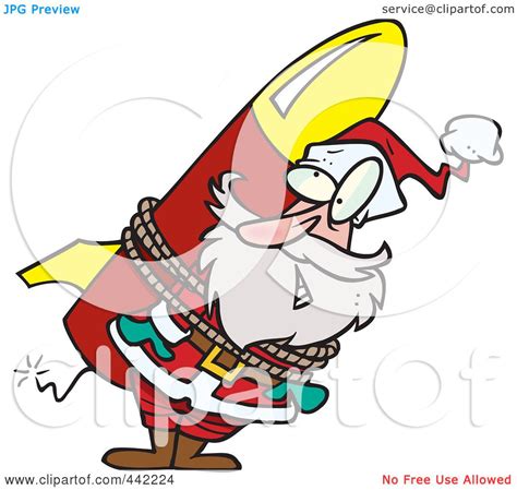 Royalty Free Rf Clip Art Illustration Of A Cartoon Santa Strapped To