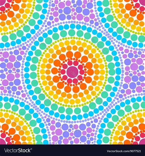 Rainbow Colors Concentric Circles In Dot Art Style