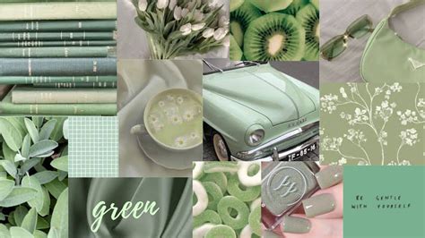 Sage Green Collage Wallpaper For Any Laptop Etsy
