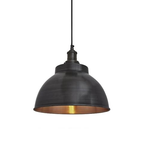 Brooklyn Vintage Metal Dome Pendant Light Dark Pewter And Copper 13