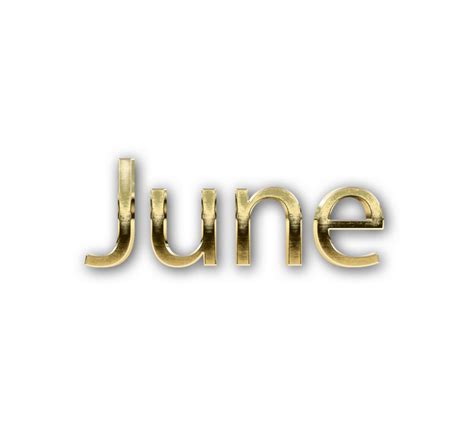 3d Golden Word June Typography 3d Text With Transparent Background