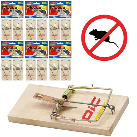 24 Mouse Traps Snap Spring Wooden Rodent Control Rat Mice Bait Trap