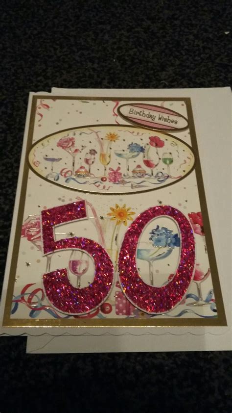 Fabulous Fiftieth 50th Birthday Card Ladies May 16 50th Birthday Cards Handmade Paper