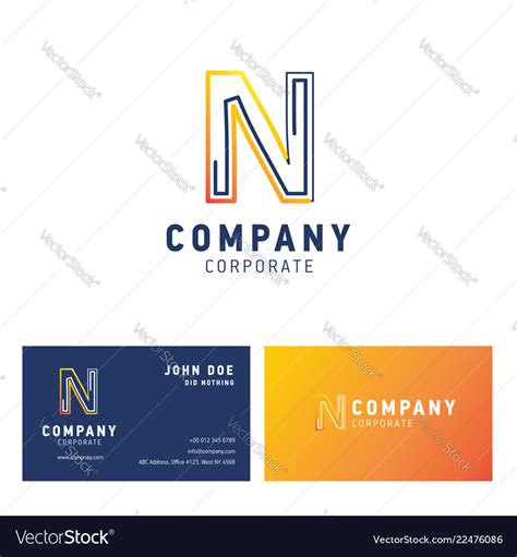 N Company Logo Design With Visiting Card Vector Image
