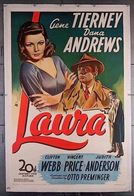 Laura 1944 Movie Poster 27x41 Linen Backed Fine Plus Condition Gene